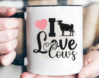 I Love Cows Mug, Cow Lover Mug, Coffee Lover Mug, Cow Coffee Mug, Cow Valentine's Day Mug, Cow Enthusiast, Cows and Coffee, Cow Mama Gift