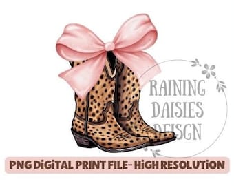 Cowgirl Coquette PNG-Datei, westliches Sublimationsdesign, Cowgirlstiefel PNG, Stiefel mit Bögen, Coquette-Shirt-Design, rosa Schleife png, Country Bögen