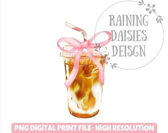 Iced Coffee Coquette PNG File, Iced Coffee sublimation design, Coffee PNG, Coquette and Coffee Shirt design, Pink Bow png, Coffee and Bows