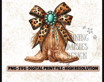 Cowgirl Coquette PNG, Western sublimation design, Cowgirl boots PNG, Boots with Bows, Coquette Design, Country Girl SVG, Western Coquette