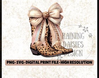 Cowgirl Coquette PNG, Western sublimation design, Cowgirl boots PNG, Boots with Bows, Coquette Design, Country Girl SVG, Western Coquette