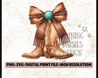 Cowgirl Coquette PNG, Western sublimation design, Cowgirl boots PNG, Boots with Bows, Coquette Design, Country Girl SVG, Western Coquette