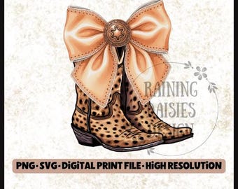 Cowgirl Coquette PNG, Western sublimation design, Cowgirl boots PNG, Boots with Bows, Coquette Design, Country Girl SVG, Western Coquette