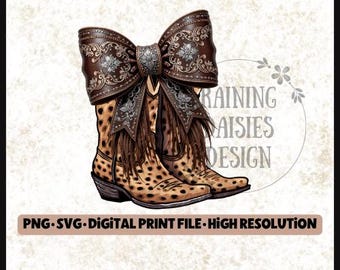 Cowgirl Coquette PNG, Western sublimation design, Cowgirl boots PNG, Boots with Bows, Coquette Design, Country Girl SVG, Western Coquette