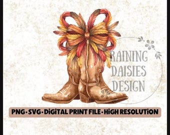 Cowgirl Coquette PNG, Western sublimation design, Cowgirl boots PNG, Boots with Bows, Coquette Design, Country Girl SVG, Western Coquette