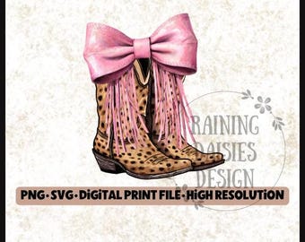 Cowgirl Coquette PNG, Western sublimation design, Cowgirl boots PNG, Boots with Bows, Coquette Design, Country Girl SVG, Western Coquette