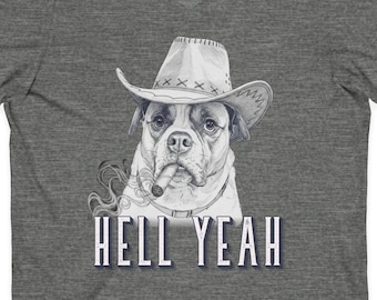 Custom Pet Cowboy V Neck Shirt, Personalized Dog Cat Portrait Tee, Funny Western Pet Gift, Custom Caption Shirt, Pet Parent Gift