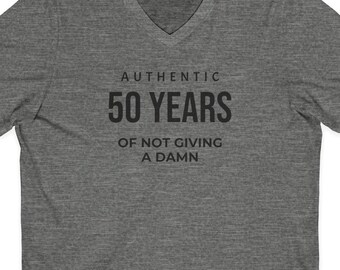 Personalized Milestone Birthday Shirt, Funny Age V Neck Tee, 40th 50th 60th 70th Birthday Gift, Not Giving a Damn Shirt, Unisex