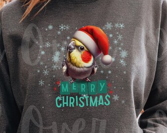 Cockatiel Christmas Sweatshirt, Bird Lover Christmas Crewneck, Funny Cockatiel Holiday Sweatshirt, Parrot Mom Gift, Merry Christmas Bird