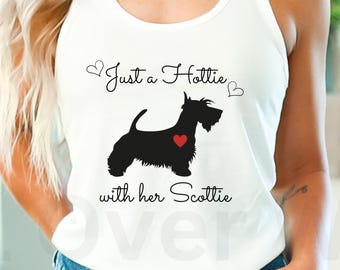 Scottie Mom Tank Top, Just a Hottie with Her Scottie, Scottish Terrier Racerback, Dog Mom Gift for Women, Cute Summer Tank