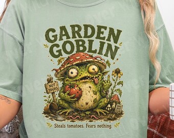 Garden Goblin Shirt, Gift For Gardener, Funny Frog Tee, Goblincore Shirt, Cottagecore Gift, Plant Lover Shirt, Comfort Colors