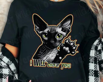 Sphynx Cat Shirt, Hairless Cat Tee, Funny Sphynx Lover Gift, Unhinged Cat Graphic, Bambino Peterbald Shirt, Vintage Comfort Colors