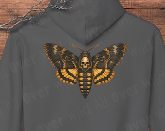 Death Head Hawkmoth Hoodie, Gothic Moth Sweatshirt, Dark Academia Clothing, Witchy Nature Gift, Entomology Apparel, Halloween Gift