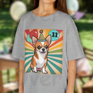 Custom Kids Birthday T-Shirt, Personalized Birthday Age Tee, Custom Chihuahua Bday Party Shirt, Child Pet Shirt, Cute Gift for Boys & Girls