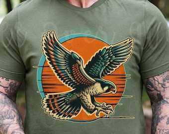 Peregrine Falcon Shirt, Retro Birding Tee, Raptor Graphic Shirt, Birdwatcher Gift, Falcon Lover Tee, Wildlife Art Shirt