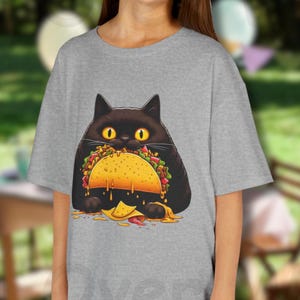 Camiseta infantil de gato taco: divertida camiseta gráfica de comida mexicana para niños y niñas