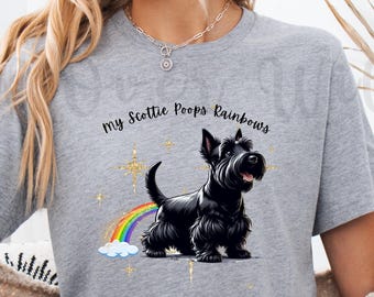 Funny Scottie Dog Rainbow Poop T-Shirt: Scottish Terrier Pride Tee, Magical Scotland Shirt