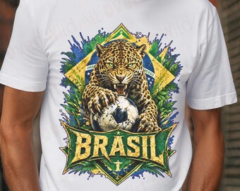Brazil Soccer Shirt, Brasil Football Tee, Brazilian Pride Shirt, World Cup Fan Gift, Jaguar Graphic Tee, Soccer Supporter