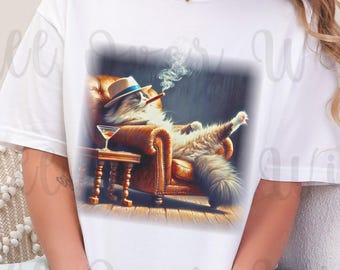 Koszulka z kotem Ragdoll, zabawna koszulka dla miłośników kotów, fajna koszulka z grafiką kota, komfortowe kolory 1717, prezent dla taty w stylu vintage