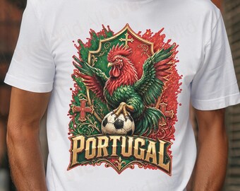 Portugal Soccer Shirt, Portuguese Pride Tee, Portugal Football Shirt, Rooster Graphic Tee, World Cup Fan Gift, Soccer Supporter
