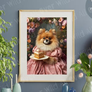 Arte de parede com Pomerânia, pôster da Princesa Pomerânia, decoração fofa de cachorro, presente divertido para donos de Pomerânia, pôster floral para mãe de Pomerânia