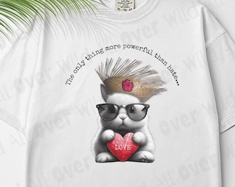 The Only Thing More Powerful Than Hate is Love Shirt | Bunny Music Fan Tee | Pava Hat Graphic | Latin Halftime Show T-shirt | Comfort Colors