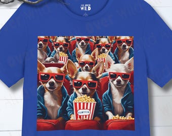 Chihuahua Film T Shirt, Hunde in 3D Brillen T-Shirt, lustige Hunde Shirt, Kino Hund Grafik, Chi Hund Mama & Papa Geschenk
