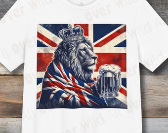 England Lion Shirt, Union Jack Football Tee, British Pub Shirt, Three Lions Soccer Apparel, UK Pride Pint Graphic Tee