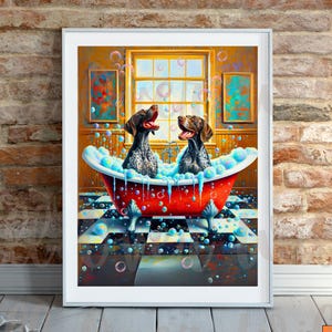 German Shorthaired Pointer Bubble Bath Print: Whimsical GSP Bathroom Decor, GSP Wall Art, Gift for Pet Owner