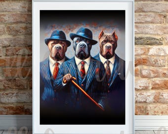 Cane Corso Mafia Wall Art, Italian Mob Dog Poster, Funny Mobster Boss Print, Gangster Theme Decor, Funny Corso Dad Gift, Corso Man Cave Bar
