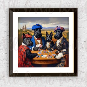 Poster de poker du Terrier écossais, art mural Scottie, chiens jouant au poker, art Scottie Lover, décoration de salle de poker, oeuvre d'art écossaise, cadeaux pour animaux de compagnie