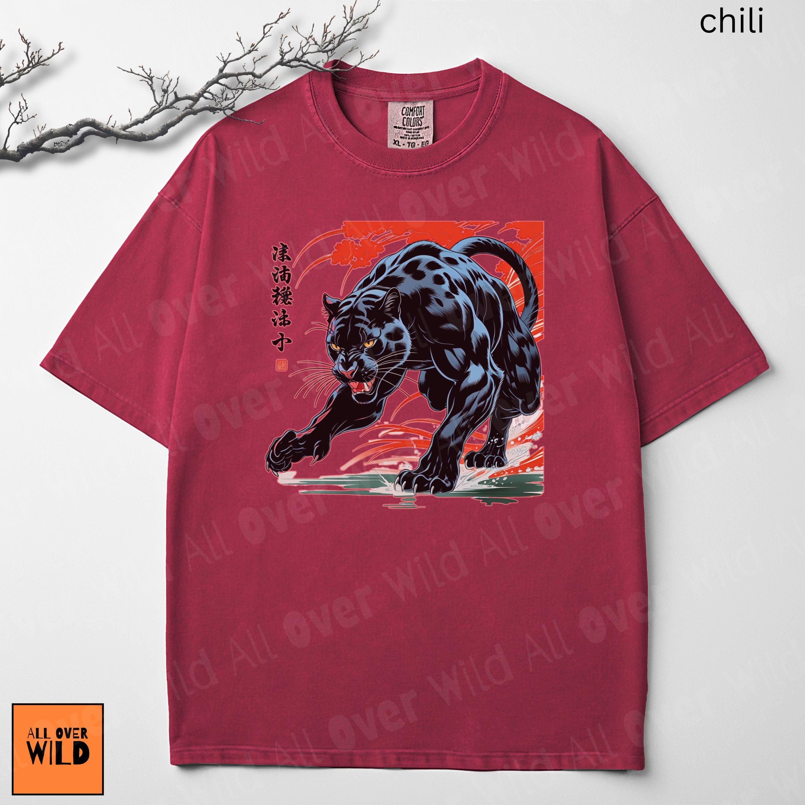 Japanese Panther Shirt, Streetwear Graphic Tee, Tattoo Style Shirt