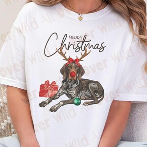 GSP Christmas Shirt, Unisex Comfort Colors Dog Tee, German Shorthaired Pointer Holiday Shirt, Boho GSP Gift, Pointer Dog Merry Christmas Tee