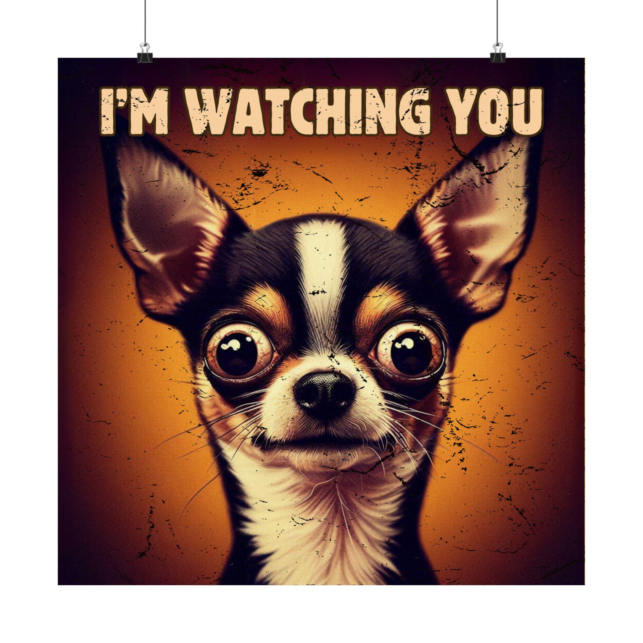 Funny Chihuahua Bathroom Print: Retro Dog Wall Art, Creepy 'i'm