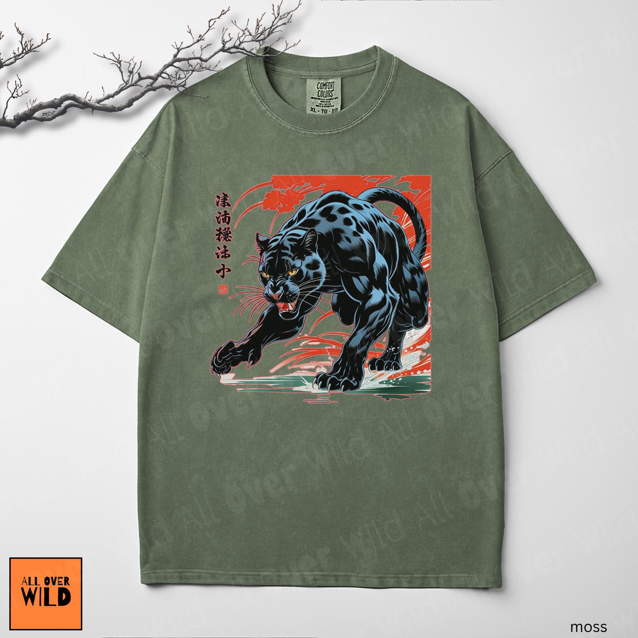 Japanese Panther Shirt, Streetwear Graphic Tee, Tattoo Style Shirt