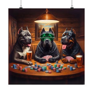 Cane Corso Poker Poster, Corso Wandkunst, Corso Liebhaber Geschenk, Hunde Spielkarten Druck, Cane Corso Accessoires, Coole Pokerraum Dekoration
