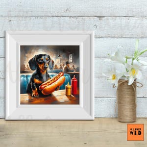 Retro Dachshund Art Print, Sausage Dog Diner Poster, Vintage Wiener Dog Wall Art, Doxie Lover Gift, Dachshund Kitchen Decor, Doxie Mom Gift