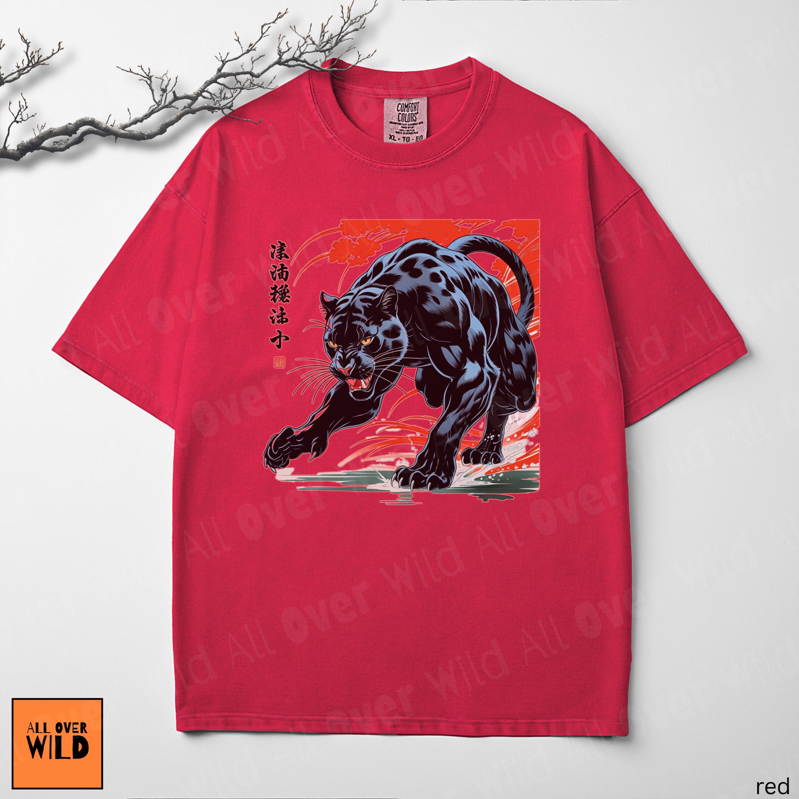 Japanese Panther Shirt, Streetwear Graphic Tee, Tattoo Style Shirt