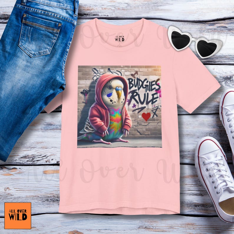 Papagei Shirt, lustiges Sittich T-Shirt, Wellensittich Geschenk, Vogel Mama Shirt, Haustier Vogel Liebhaber Geschenk, Graffiti Vogel Shirt, Vogel Nerd Tee Pink