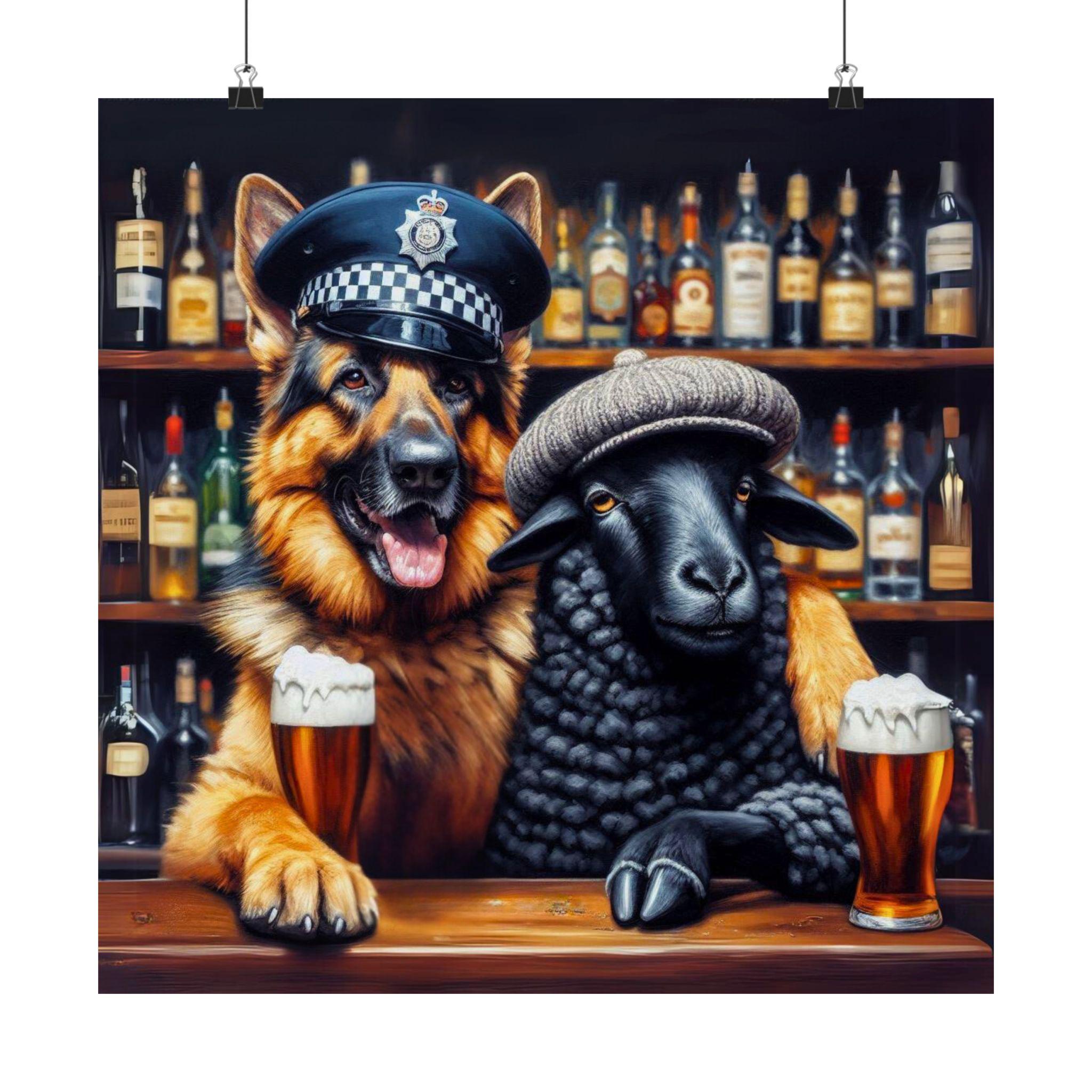 Funny German Shepherd Art Print | Police GSD Bar Decor | Belgian ...