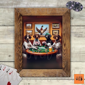 German Shorthaired Pointer Poker Print, Funny GSP Wall Decor, Hunting Dogs Playing Cards Art Poster, GSP Lover Gift