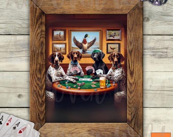 German Shorthaired Pointer Poker Print: Hunting Dog Art