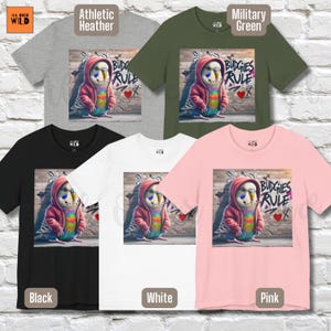 Papagei Shirt, lustiges Sittich T-Shirt, Wellensittich Geschenk, Vogel Mama Shirt, Haustier Vogel Liebhaber Geschenk, Graffiti Vogel Shirt, Vogel Nerd Tee Bild 9