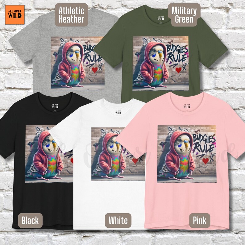 Papagei Shirt, lustiges Sittich T-Shirt, Wellensittich Geschenk, Vogel Mama Shirt, Haustier Vogel Liebhaber Geschenk, Graffiti Vogel Shirt, Vogel Nerd Tee Bild 9