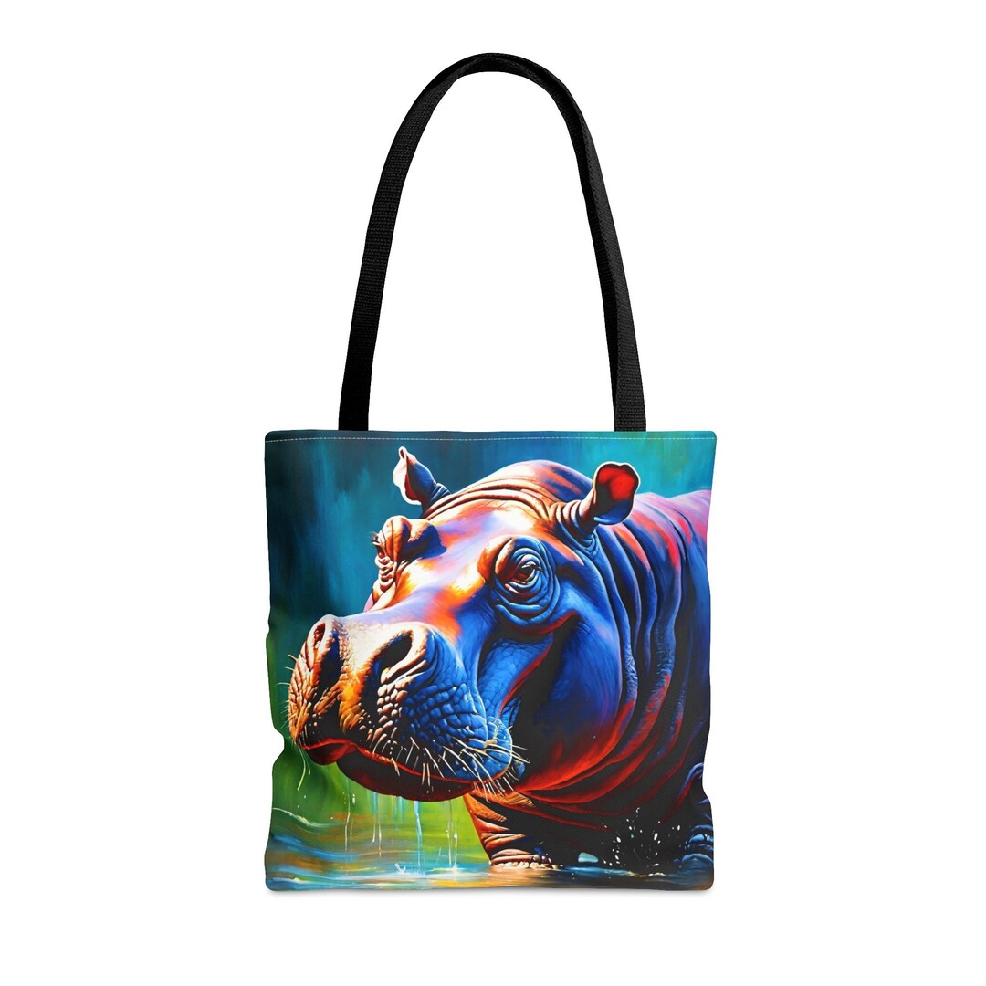 Hippo Tote Bag Hippopotamus Lovers Hippo Artwork Safari Etsy
