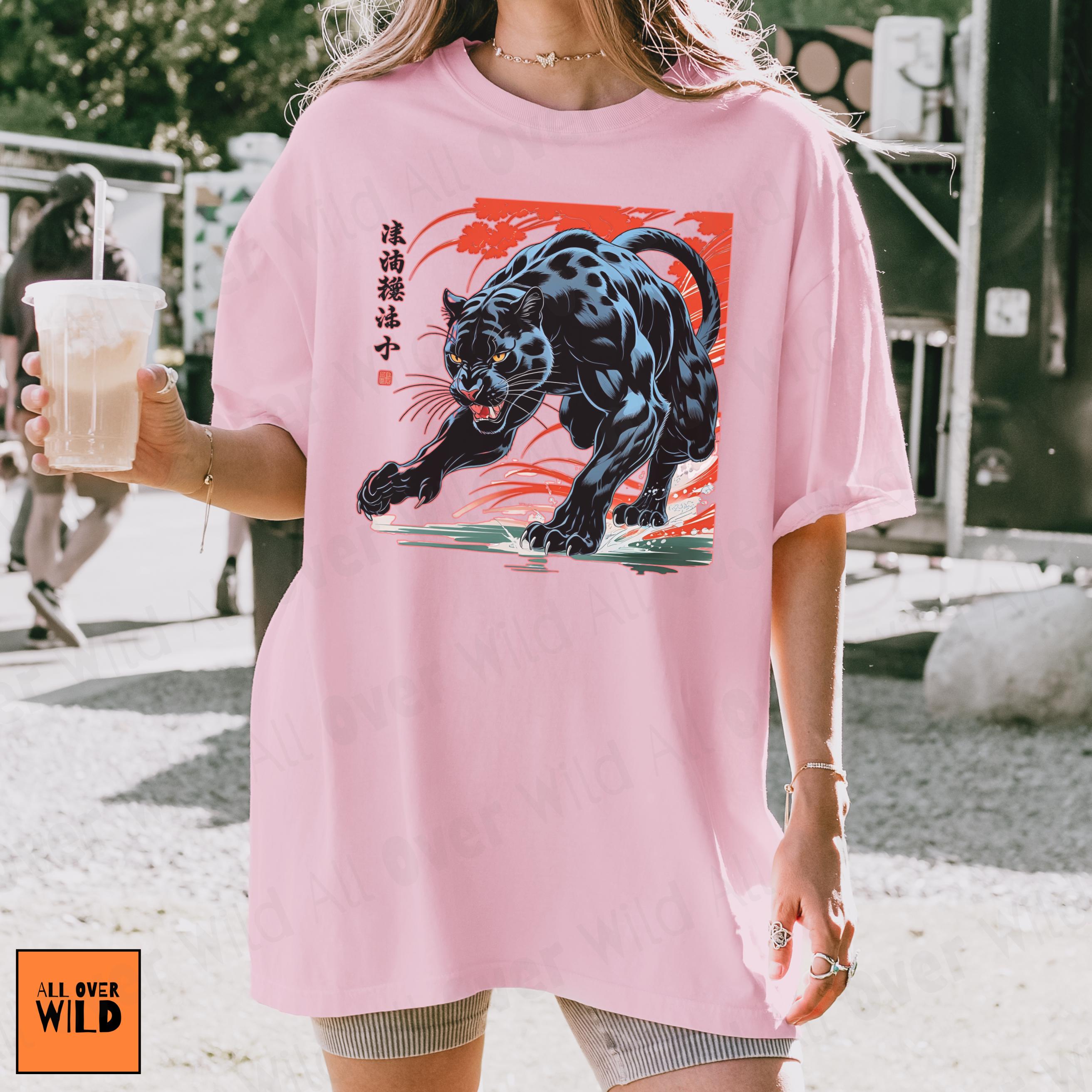 Japanese Panther Shirt, Streetwear Graphic Tee, Tattoo Style Shirt