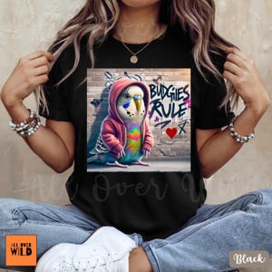 Papagei Shirt, lustiges Sittich T-Shirt, Wellensittich Geschenk, Vogel Mama Shirt, Haustier Vogel Liebhaber Geschenk, Graffiti Vogel Shirt, Vogel Nerd Tee Black