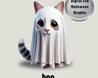 Ghost Cat PNG, Cute Halloween Png, Boo Ghost Png, Kitten Ghost Sublimation, Halloween Cat Design, Instant Digital Download