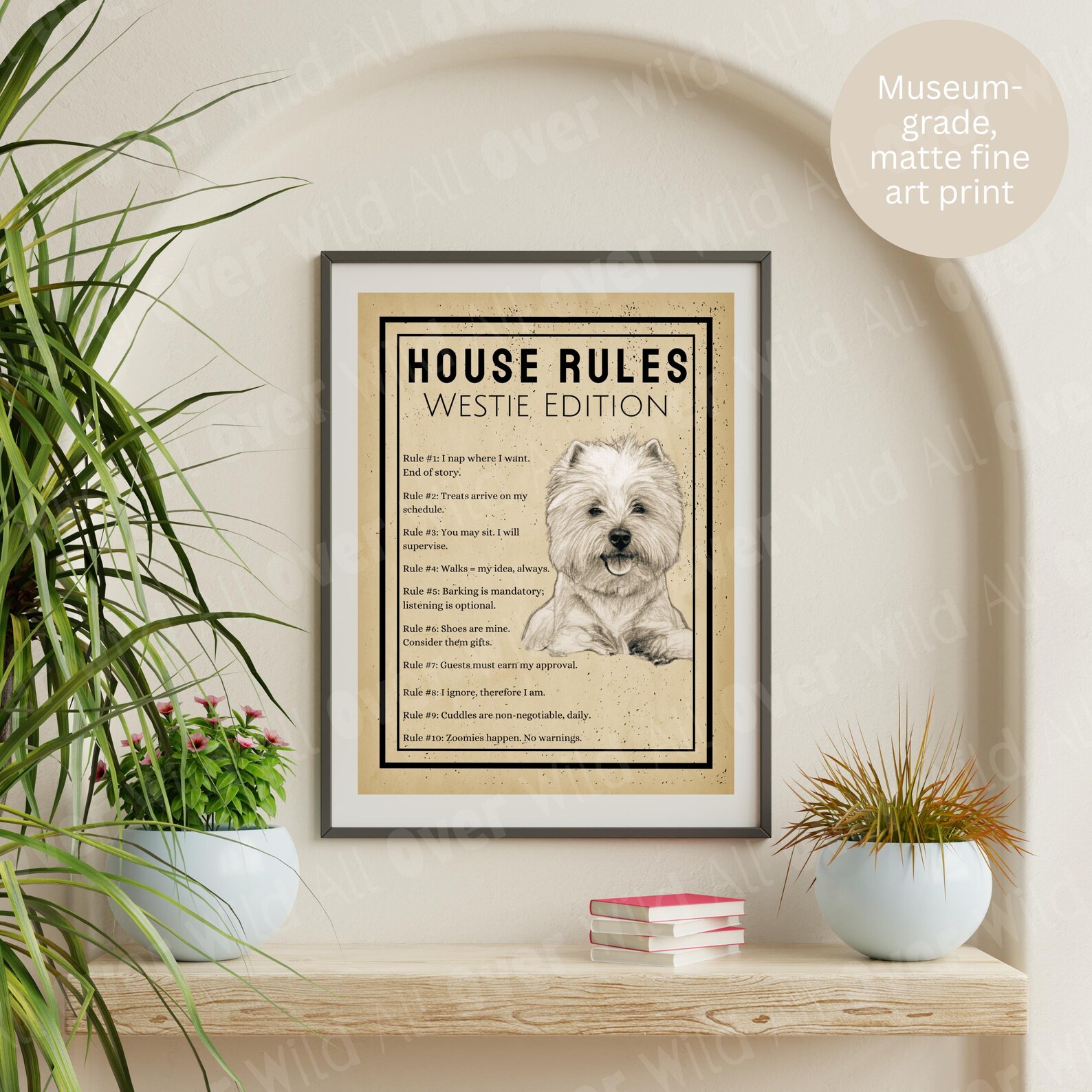 Westie Dog House Rules Art Print, Vintage West Highland White Terrier ...