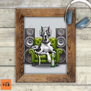 Great Dane Art Print, Funny Gentle Giant Poster, Big Dog Wall Decor, Great Dane Gifts
